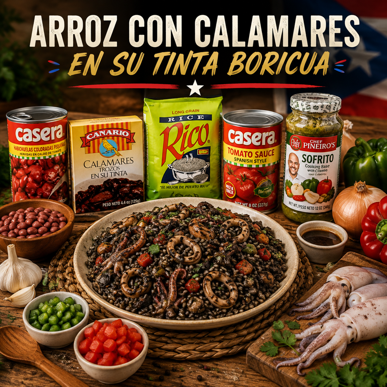 Arroz con Calamares al estilo boricua con Shipping Incluido