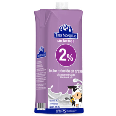 TRES MONJITAS UHT SIN LACTOSA 2% 32 OZ