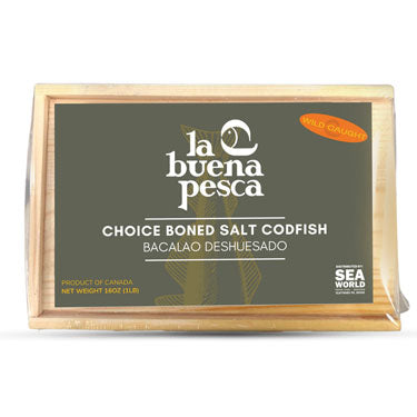 BACALAO 100% GENUINO SIN ESPINAS CAJITA DE 1 LB