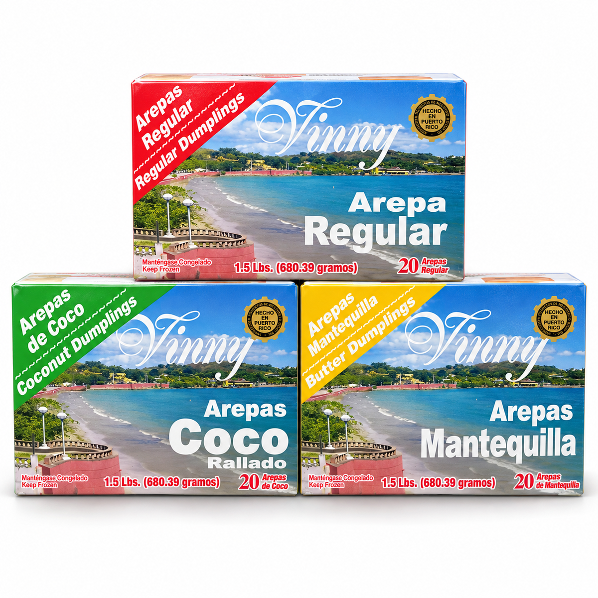 Variedad de Arepas de Vinny Rest. (3 cajas de 20) + Envío Next Day Delivery
