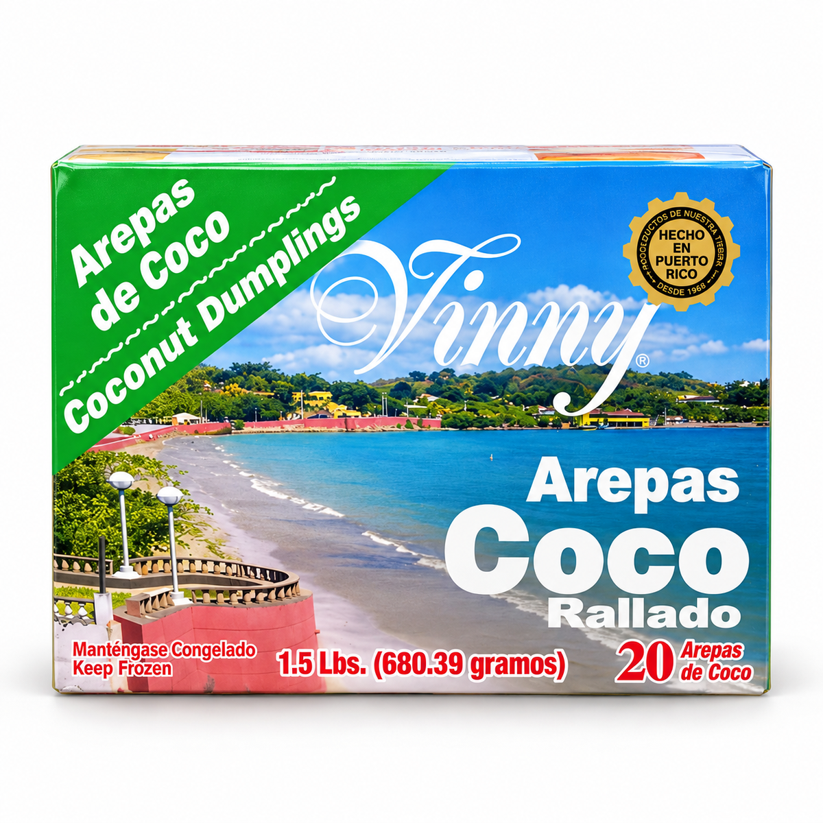 Arepas de Coco de Vinny Rest. (3 cajas de 20) + Envío Next Day Delivery