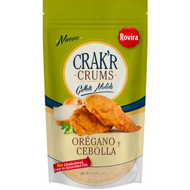 ROVIRA CRAK'R CRUMS GALLETA MOLIDA OREGANO Y CEBOLLA 12 Oz.