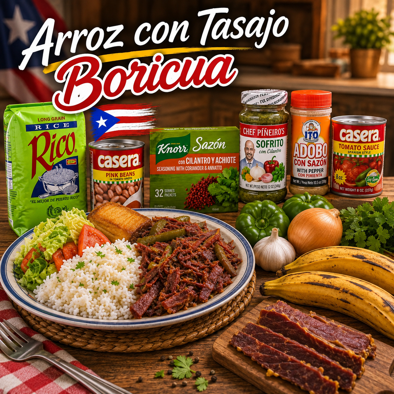 Arroz con Tasajo Boricua con Shipping Incluido