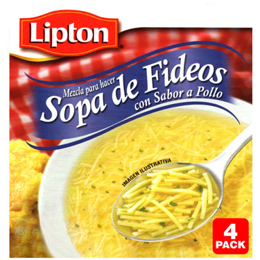 LIPTON SOPA DE FIDEOS CON CALDO DE POLLO 4 SB