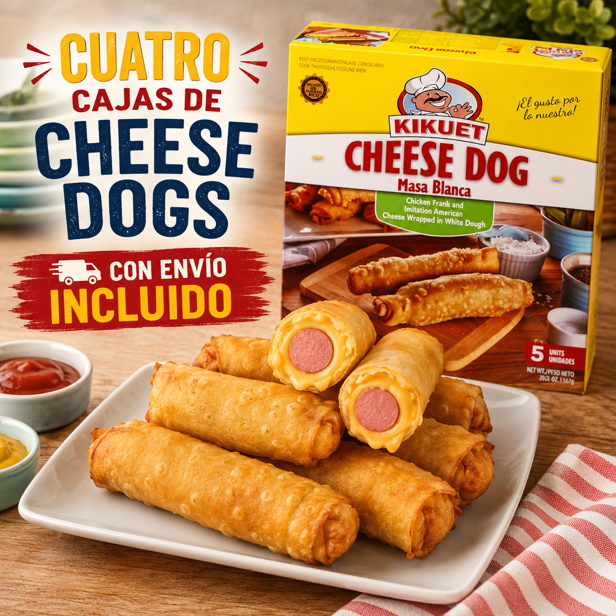 Cheese Dogs Kikuet de PR 4 Cajas – Envío Next Day Delivery