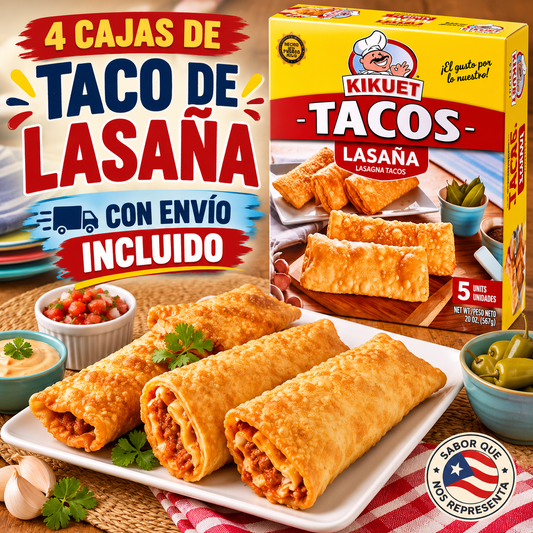 Tacos de lasaña Kikuet de PR 4 Cajas – Envío Next Day Delivery