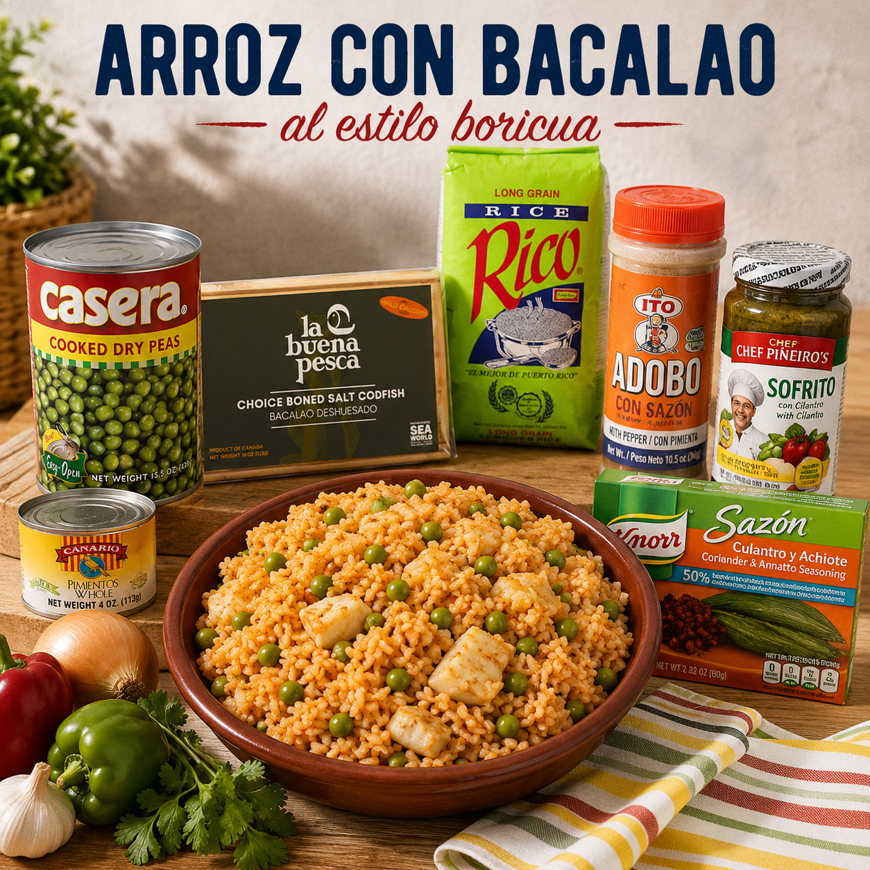 Arroz con bacalao al estilo Boricua con Shipping Incluido