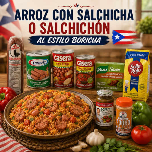 Arroz con Salchichas o Salchichon  Boricua on Shipping Incluido