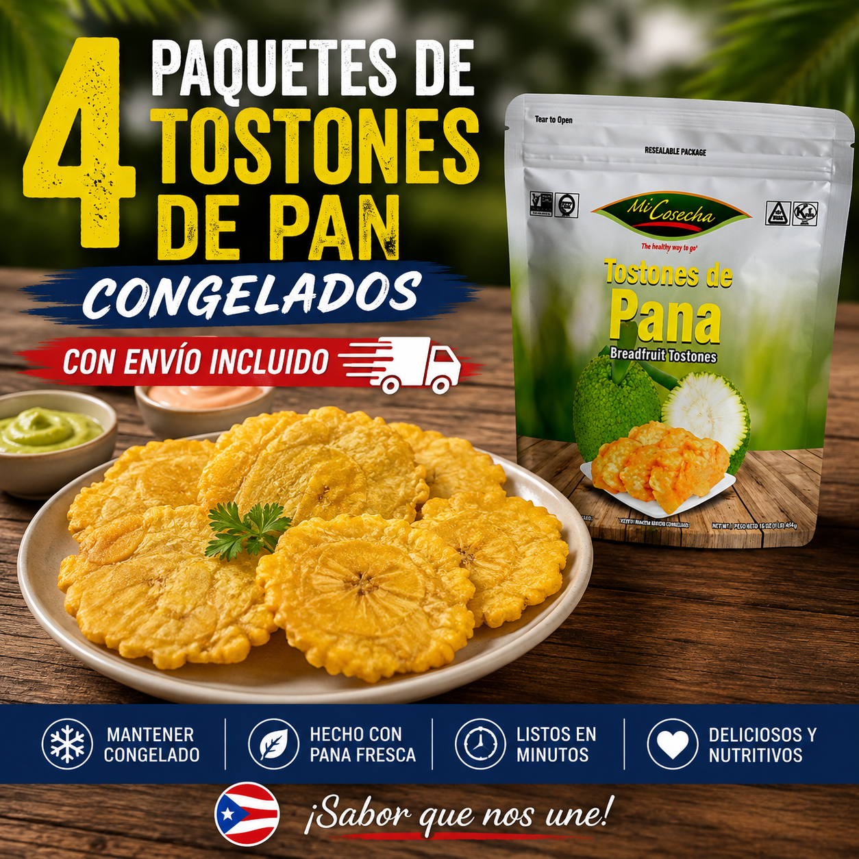 Tostones de pana congelados 4 Bolsas – Envío Next Day Delivery