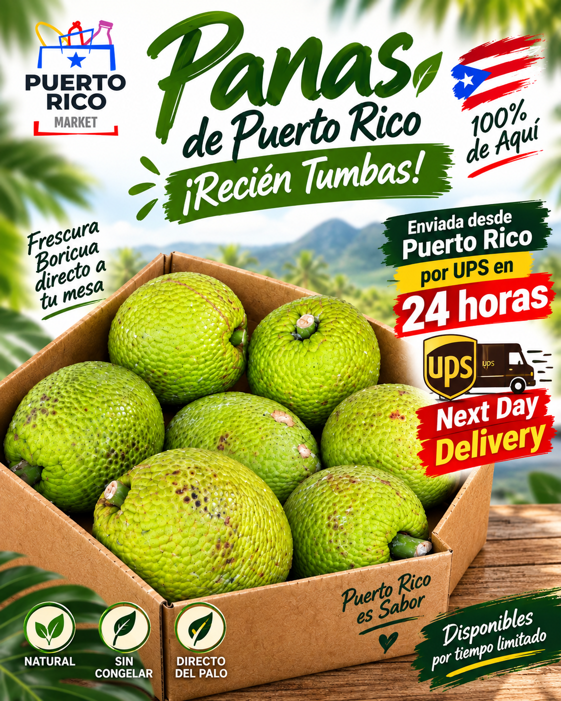 3 Panas Enteras (Panapen) Con  Envío Next Day Delivery (pre orden para envío de lunes a jueves)