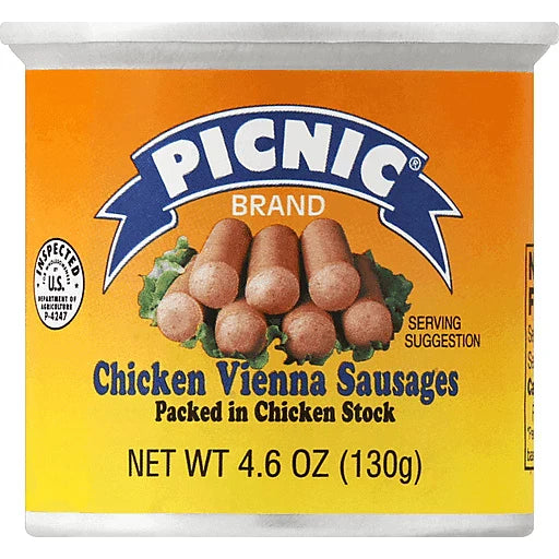 4 X PICNIC CHICKEN VIENNA SAUSAGE 4.6 Oz.